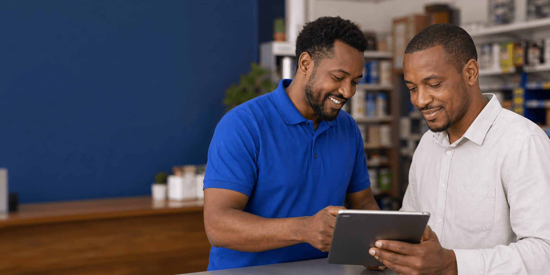 A ClickPay agent helping a customer
